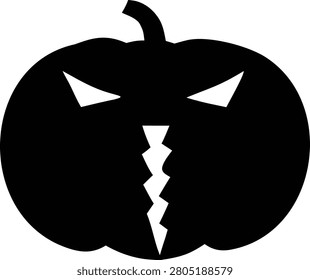 Black silhouette of a jack o lantern with a jagged mouth halloween style