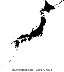 Black Silhouette Japan Map Asian Country