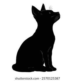 Black silhouette of a Japanese Bobtail