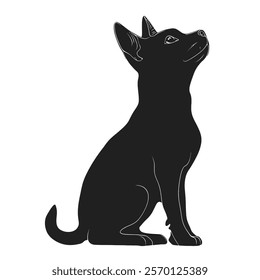 Black silhouette of a Japanese Bobtail