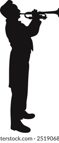 Black Silhouette of Jazz Musician. Flat Vector Graphic Illustration