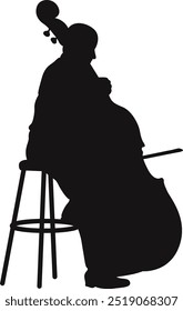 Black Silhouette of Jazz Musician. Flat Vector Graphic Illustration