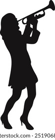 Black Silhouette of Jazz Musician. Flat Vector Graphic Illustration