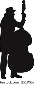 Black Silhouette of Jazz Musician. Flat Vector Graphic Illustration