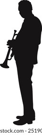 Black Silhouette of Jazz Musician. Flat Vector Graphic Illustration