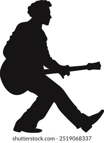 Black Silhouette of Jazz Musician. Flat Vector Graphic Illustration