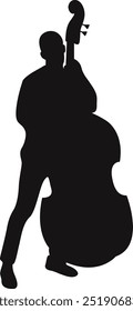 Black Silhouette of Jazz Musician. Flat Vector Graphic Illustration