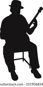 Black Silhouette of Jazz Musician. Flat Vector Graphic Illustration