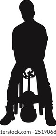 Black Silhouette of Jazz Musician. Flat Vector Graphic Illustration