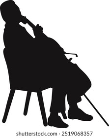 Black Silhouette of Jazz Musician. Flat Vector Graphic Illustration