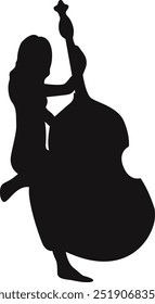 Black Silhouette of Jazz Musician. Flat Vector Graphic Illustration