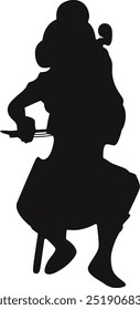 Black Silhouette of Jazz Musician. Flat Vector Graphic Illustration