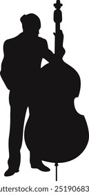 Black Silhouette of Jazz Musician. Flat Vector Graphic Illustration