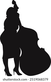 Black Silhouette of Jazz Musician. Flat Vector Graphic Illustration