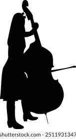 Black Silhouette of Jazz Musician. Isolated Flat Vector Illustration