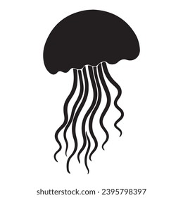 A black Silhouette jellyfish animal