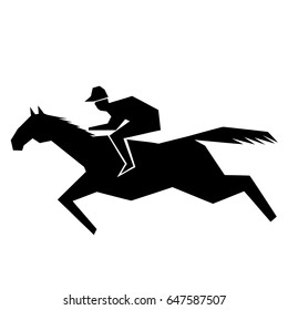 Black silhouette of jockey and horse