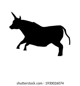 silueta negra de un toro saltador, imagen vectorial