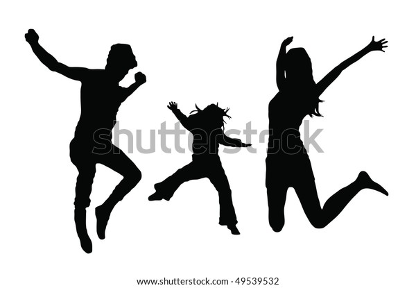 Black Silhouette Jumping Family Stock Vector (Royalty Free) 49539532