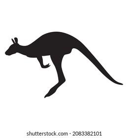 Black silhouette of jumping kangaroo on a white background. Isolated drawing of a wallaby. Vector illustration

