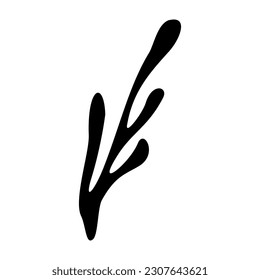 Black silhouette of a jungle plant. Clipart. Isolated element.	 