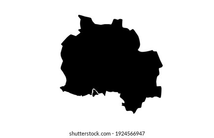 black silhouette of Kampot city map in Cambodia on white background