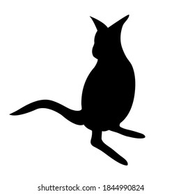 Black silhouette of a kangaroo on a white background. Vector illustration.	