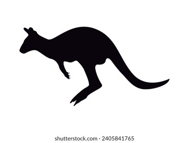 Black silhouette of a kangaroo on white background.