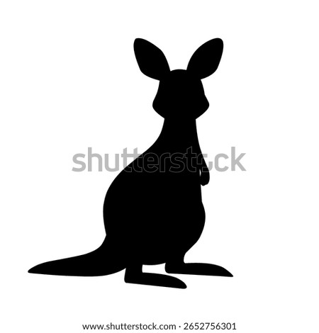 Black silhouette of a kangaroo in standing pose. Minimalist animal vector ideal for logos, signs, stickers, or Australian wildlife-related themes
