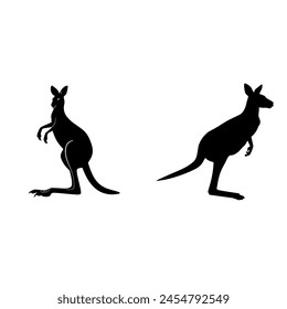 black silhouette of a kangaroo vector illustration