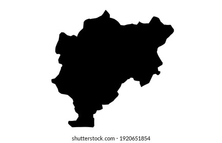 black silhouette of Kayseri city map in central Turkey on white background