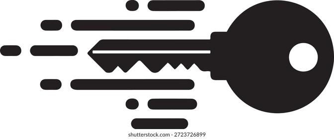 Schwarze Silhouette einer Taste mit Bewegungslinien auf weißem Hintergrund