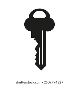 The black silhouette of the key on a white background. A simple flat vector illustration.