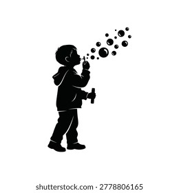 Black silhouette of a kid blowing