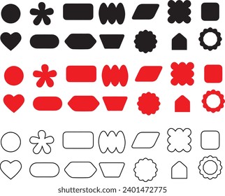 Black silhouette kids assorted empty random shapes labels and emblems set design elements 