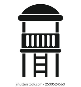 Black silhouette of a kid's playground equipment, a playhouse with a ladder, isolated on a white background