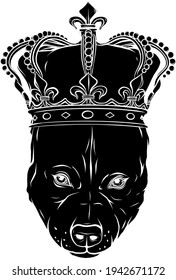 black silhouette of King Dog vector illustration on white background