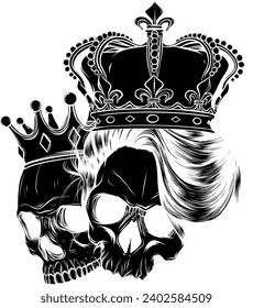 black silhouette of King and queen skull.