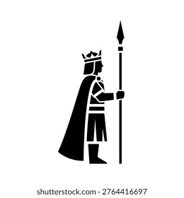 Black silhouette of king with spear