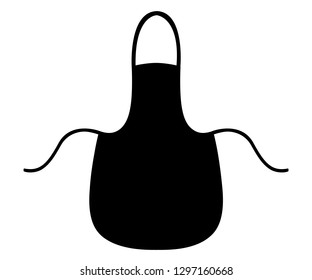 Black silhouette. Kitchen apron. Cartoon flat style illustration isolated on white background.