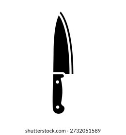 A black silhouette of a kitchen knife, displaying a distinct and bold flat style.