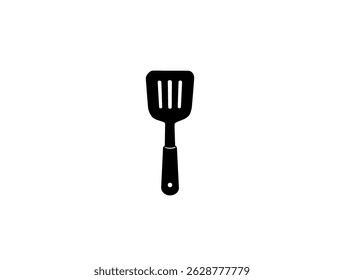 Silhueta preta de um ícone da espátula da cozinha em um fundo branco. Perfeito para cozinhar, ferramentas de cozinha ou projetos de design culinário.