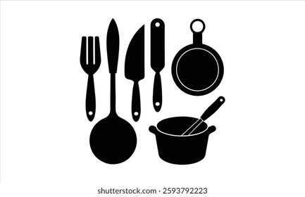 Black silhouette of kitchen utensils