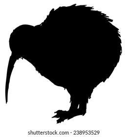 black silhouette of kiwi bird