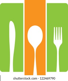 Black silhouette of knife, fork and spoon