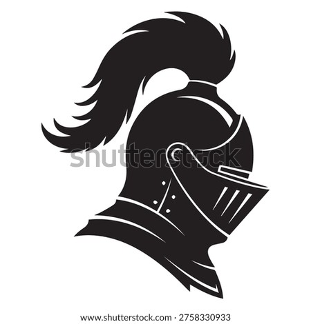 Black Silhouette of Knight's Helmet with Crest
