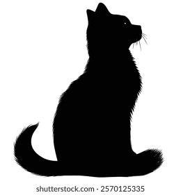 Black silhouette of a Korean Bobtail