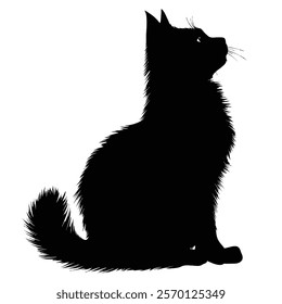 Black silhouette of a Korean Bobtail