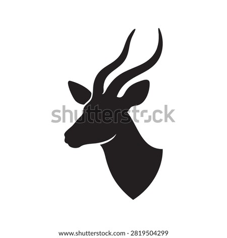A black silhouette of a kudu antelope head is shown against a