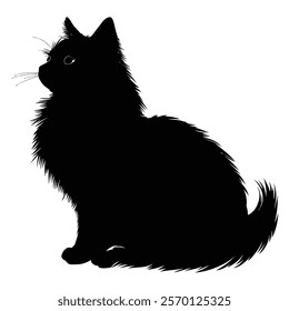 Black silhouette of a Kurilian Bobtail